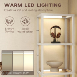 Homcom Led Floor Lamp With Glass Shelves, Dimmable Room Lamp, Bleached Oak - thumbnail 6