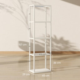 Homcom Led Floor Lamp With Glass Shelves, Dimmable Room Lamp, Bleached Oak - thumbnail 3