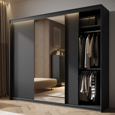 Arte Trend 2 Sliding Door Wardrobe 250Cm In Black - Sleek And Functional Storage Solution - image 1