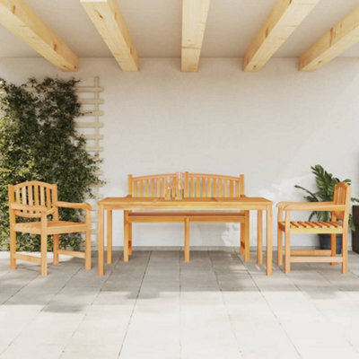 Berkfield 4 Piece Garden Dining Set Solid Wood Teak - image 1