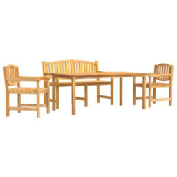 Berkfield 4 Piece Garden Dining Set Solid Wood Teak - thumbnail 2
