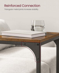 Songmics Living Room Pair, Dual C-Shaped Tables With Metal Structure, Rustic Brown And Black - thumbnail 7