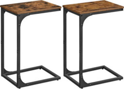 Songmics Living Room Pair, Dual C-Shaped Tables With Metal Structure, Rustic Brown And Black - thumbnail 9