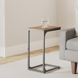 Songmics Living Room Pair, Dual C-Shaped Tables With Metal Structure, Rustic Brown And Black - thumbnail 3