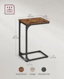 Songmics Living Room Pair, Dual C-Shaped Tables With Metal Structure, Rustic Brown And Black - thumbnail 2