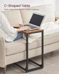 Songmics Living Room Pair, Dual C-Shaped Tables With Metal Structure, Rustic Brown And Black - thumbnail 4