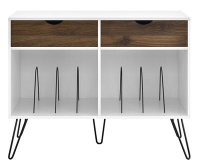 Novogratz Concord Turntable Stand With 2 Drawers White / Oak Look - image 1