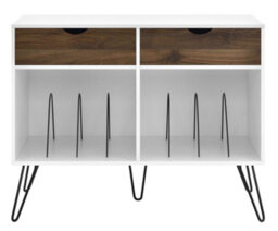Novogratz Concord Turntable Stand With 2 Drawers White / Oak Look - thumbnail 1