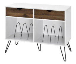 Novogratz Concord Turntable Stand With 2 Drawers White / Oak Look - thumbnail 3