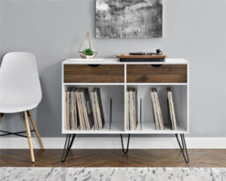 Novogratz Concord Turntable Stand With 2 Drawers White / Oak Look - thumbnail 2