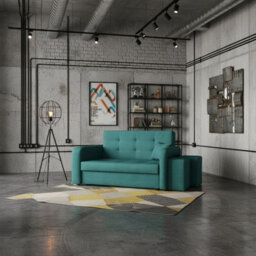Viva Home Ii Sofa Bed With Two Ottomans For Living Room Chipboard Metal Legs Sleeping Function 158 Cm Turquoise Right - thumbnail 2