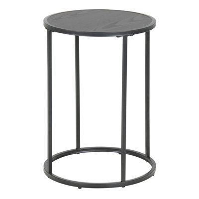 Furniture To Go Seaford Black Metal Small Round Side Table With Black Top - image 1