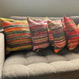 Rich Reds Rag Rug Cushion Covers - Handmade Vibrant Home Decor - thumbnail 3