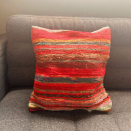 Rich Reds Rag Rug Cushion Covers - Handmade Vibrant Home Decor - thumbnail 2