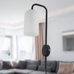 First Choice Lighting Set Of 2 Victoria - Black Plug In Wall Lights Frosted Glass Shades - thumbnail 6