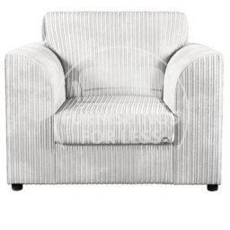 Furnishings For Less UK Luxor Jumbo Cord 3 + 1 + 1 Fabric 3 Piece Sofa Suite - Fullback Silver - thumbnail 3