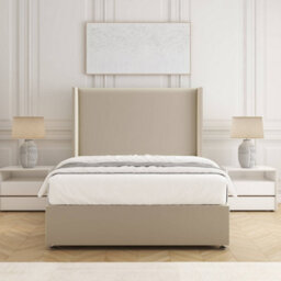 Bsspoke Austin Divan Bed Cream Plush Velvet 54Inch Wingedback Headboard 2 Drawers Footend & Mattress In All Sizes - thumbnail 2