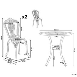 Beliani Bistro Set Bovino Metal Dark Brown - thumbnail 3