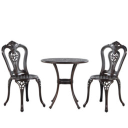 Beliani Bistro Set Bovino Metal Dark Brown - thumbnail 1