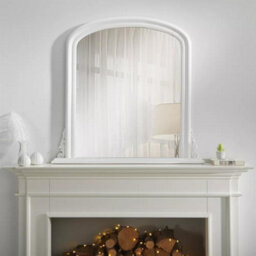 The Online Mirror Shop Arched Shape Overmantle Mirror With White Metal Frame, Canterbury Of H86 X W88 X D6 Cm, Handcrafted, Stylish, Durable Home Décor