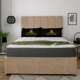 UKBEDFURNITURE Savannah Beige Plush Divan Bed 2 Foot End Drawers With 10 Inch Orthopaedic Mattress & 26 Inch Headboard - thumbnail 2
