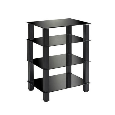 MMT Funiture Designs mmt Hi-Fi Rack 4 Tier Black Glass Av Stand, 77Cm Tall - image 1