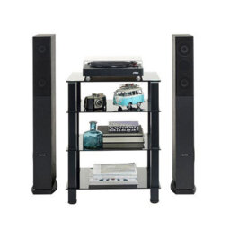 MMT Funiture Designs mmt Hi-Fi Rack 4 Tier Black Glass Av Stand, 77Cm Tall - thumbnail 3