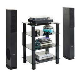 MMT Funiture Designs mmt Hi-Fi Rack 4 Tier Black Glass Av Stand, 77Cm Tall - thumbnail 4