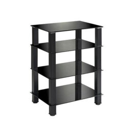 MMT Funiture Designs mmt Hi-Fi Rack 4 Tier Black Glass Av Stand, 77Cm Tall - thumbnail 1