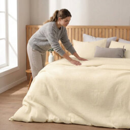Cream Honeycomb Waffle Duvet Cover Set Single Double King Super King Textured Stripe Bedding Soft Touch Quilt Cover With Matching - thumbnail 5