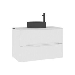 Royal Bathrooms Venice 800mm Gloss White Wall Mounted Bathroom Countertop Vanity Unit 2 Drawer With Art Round Basin - thumbnail 7