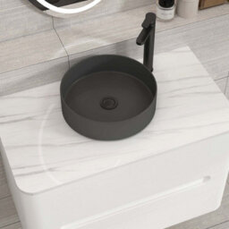 Royal Bathrooms Venice 800mm Gloss White Wall Mounted Bathroom Countertop Vanity Unit 2 Drawer With Art Round Basin - thumbnail 6
