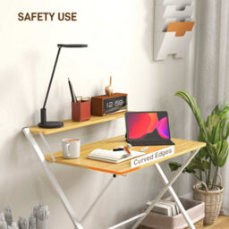 Wyld Haus Lune 86Cm Maple Wood-Effect Folding Desk With 2-Tier Storage Shelves - thumbnail 9