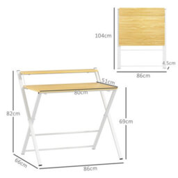 Wyld Haus Lune 86Cm Maple Wood-Effect Folding Desk With 2-Tier Storage Shelves - thumbnail 4
