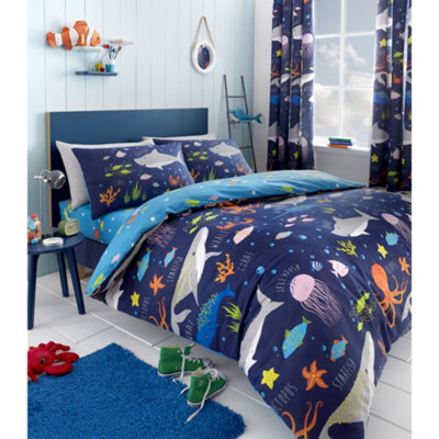 Bedlam Sea Life Kids Fun Glow In The Dark Adventure Duvet Cover Set - image 1