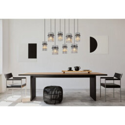 Luminosa Lighting Luminosa Gorley Cluster Pendant Ceiling Light Matt Black Smoke Glass Shade 8X E27 - thumbnail 7