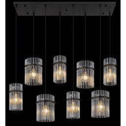 Luminosa Lighting Luminosa Gorley Cluster Pendant Ceiling Light Matt Black Smoke Glass Shade 8X E27 - thumbnail 5