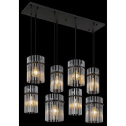 Luminosa Lighting Luminosa Gorley Cluster Pendant Ceiling Light Matt Black Smoke Glass Shade 8X E27 - thumbnail 4