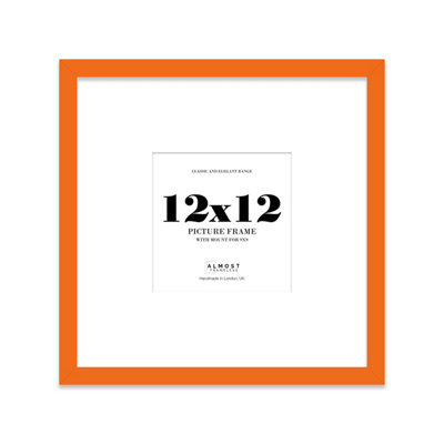 "12X12"" Orange Picture Frame - 12X12"" Square Frame With 9X9"" Mount For 12X12""/9X9"" Pictures Art Deco Style Photo Display, 1 Pack" - image 1