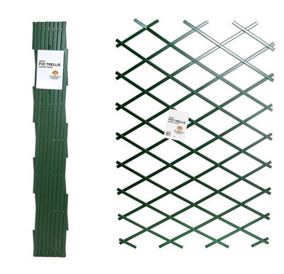 Ruddings Wood Pvc Expanding Garden Trellis Green Climbing Plant Frame (W)200Cm X (H)100Cm - image 1