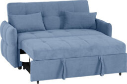 Seconique Chelsea Sofa Bed Metal Pull Out In Blue Fabric With Cushions - thumbnail 8