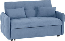Seconique Chelsea Sofa Bed Metal Pull Out In Blue Fabric With Cushions - thumbnail 9