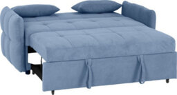 Seconique Chelsea Sofa Bed Metal Pull Out In Blue Fabric With Cushions - thumbnail 6
