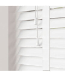 50Cm White Gloss Faux Wood Venetian With Tapes 120Cm Drop - thumbnail 1
