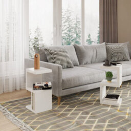 PureLifestyleWonders Designer White Modern Side Table With High Gloss Frias