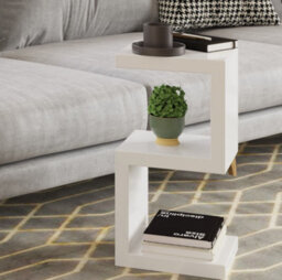 PureLifestyleWonders Designer White Modern Side Table With High Gloss Frias - thumbnail 2
