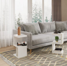 PureLifestyleWonders Designer White Modern Side Table With High Gloss Frias - thumbnail 3