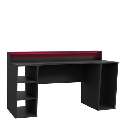 Furniture To Go Loadout Black Gaming Desk 2 Shelves With Colour Changing Led - image 1