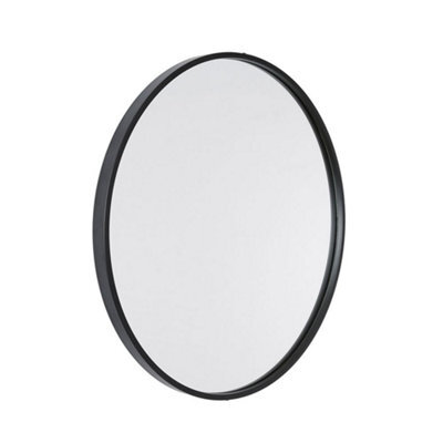 Homestylestore Black Wall Hung Round Bathroom Mirror 600mm - image 1