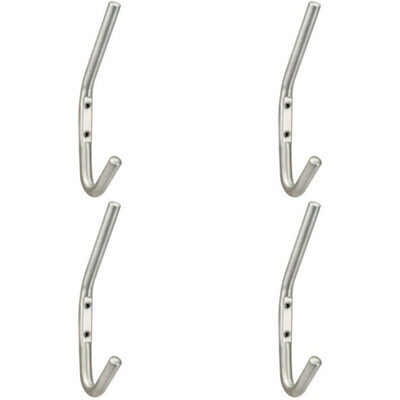 4X Slimline One Piece Hat & Coat Hook 59mm Projection Satin Stainless Steel - image 1